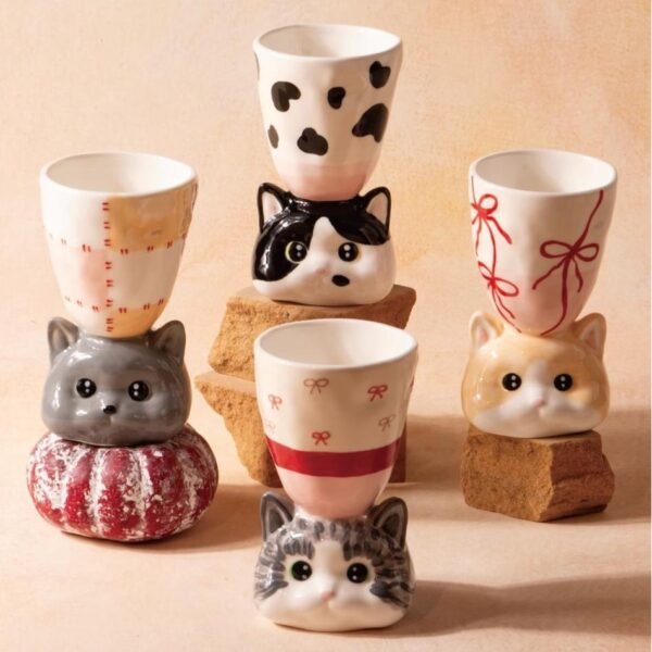 Handmade Cat Ceramic Mug Birthday Gift 160ml