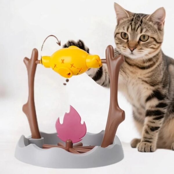 Cat Food Dispensing Slow Feeder Grilled Fish Spinning Toy