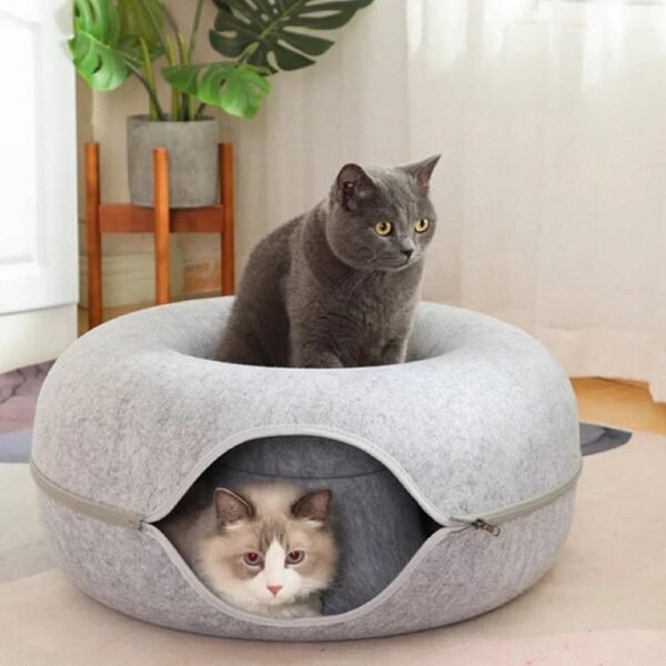 Indoor Cat Tunnel Bed Comfy Donut Cat Cave