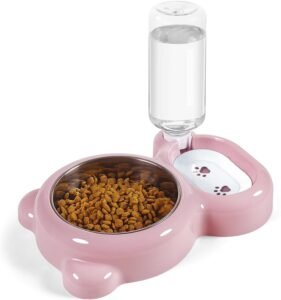Pet Food and Water Bowl Set with Water Dispenser