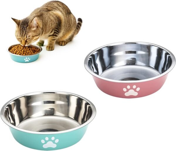 450ml Stainless Steel Dog Food & Water Bowl 2 Pack